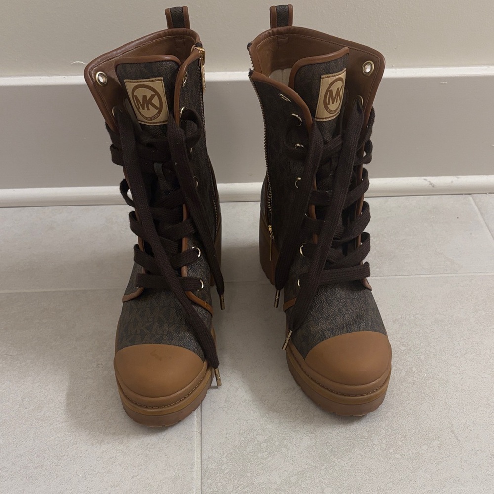 Michael Kors Dark Brown and Black High-Top Boots